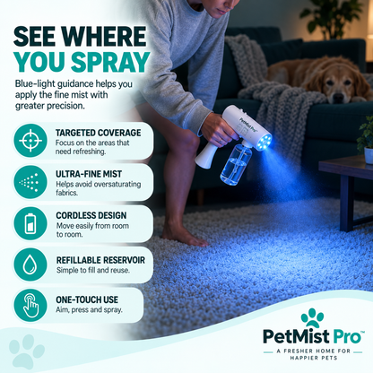 PetMist Pro™ — Blue-Light Pet Odor Eliminator