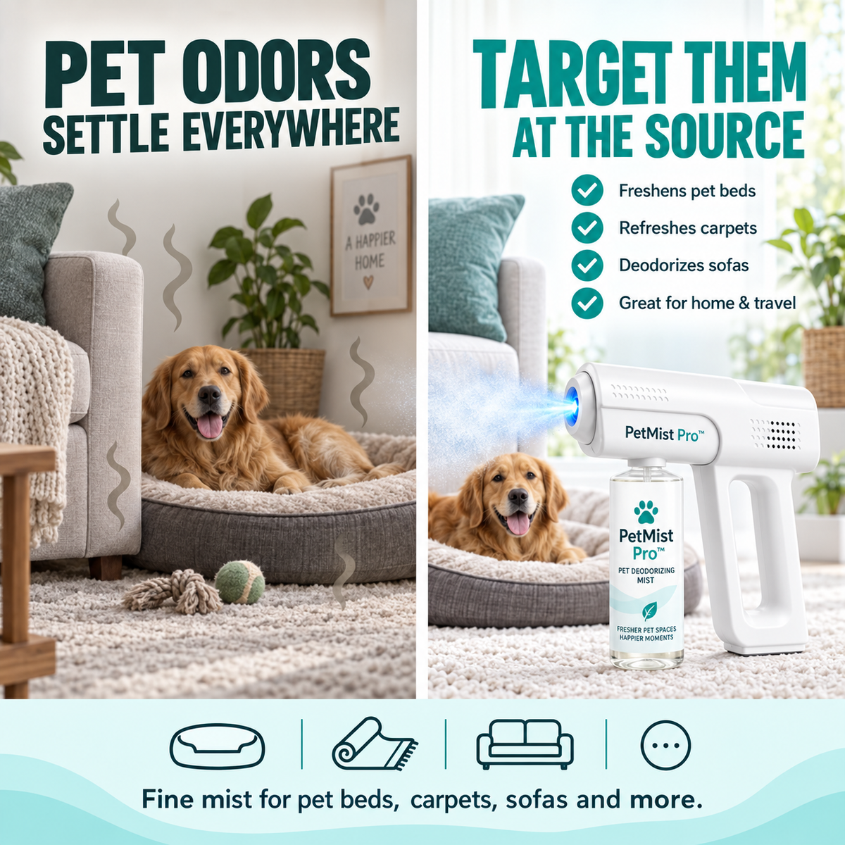 PetMist Pro™ — Blue-Light Pet Odor Eliminator