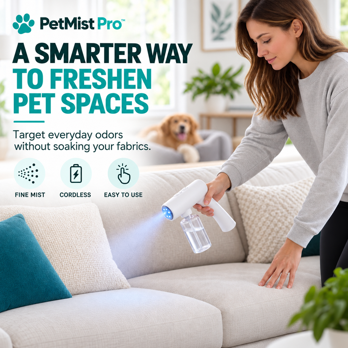 PetMist Pro™ — Blue-Light Pet Odor Eliminator